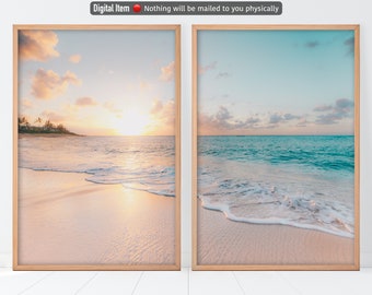 Printset kuststrand: muurkunst tropisch eiland (digitale download)