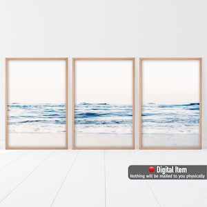 Blue Waves 3er Set Prints Poster - Moderne Digitaldruck Poster - Küsten Wand Kunst Dekor - Raum Wand Kunst Dekoratives Poster - Geschenk Ideen