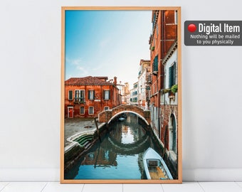 Fotografía de canales de Venecia: Góndola, Italia (impresión artística, descarga digital)