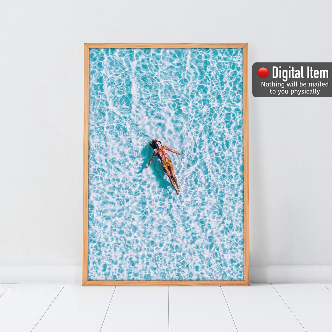 Swimming Girl Print Beach Wall Art Aerial Pool Print Girl - Etsy