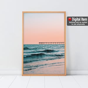 Pastel Pier Photography Print: Pink Sky Ocean View (Digital Download)