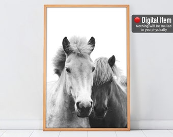 Black and White Poster Horse Portrait Print Horse Printable Art Horse Wall Art Digital Printable Farmhouse Wall Decor