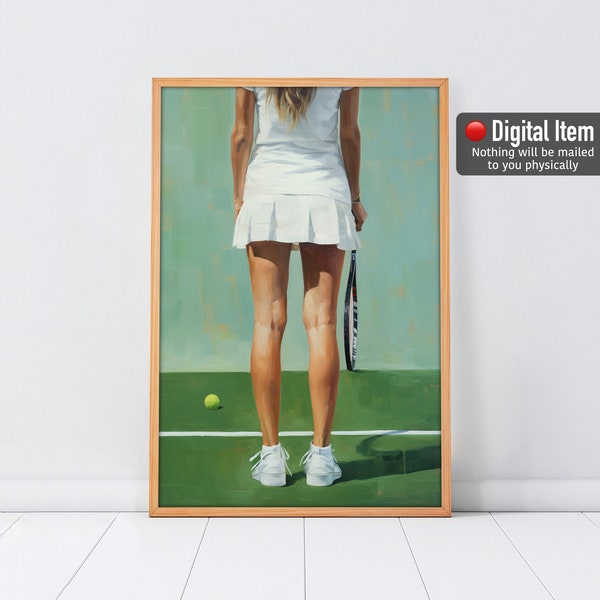 1950th Aesthetic Wall Art, Retro Tennis Girl Poster, Preppy Room Decor.