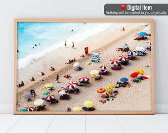 Aerial Beach Umbrellas Print: Coastal Photography Wall Art (Digital Download)