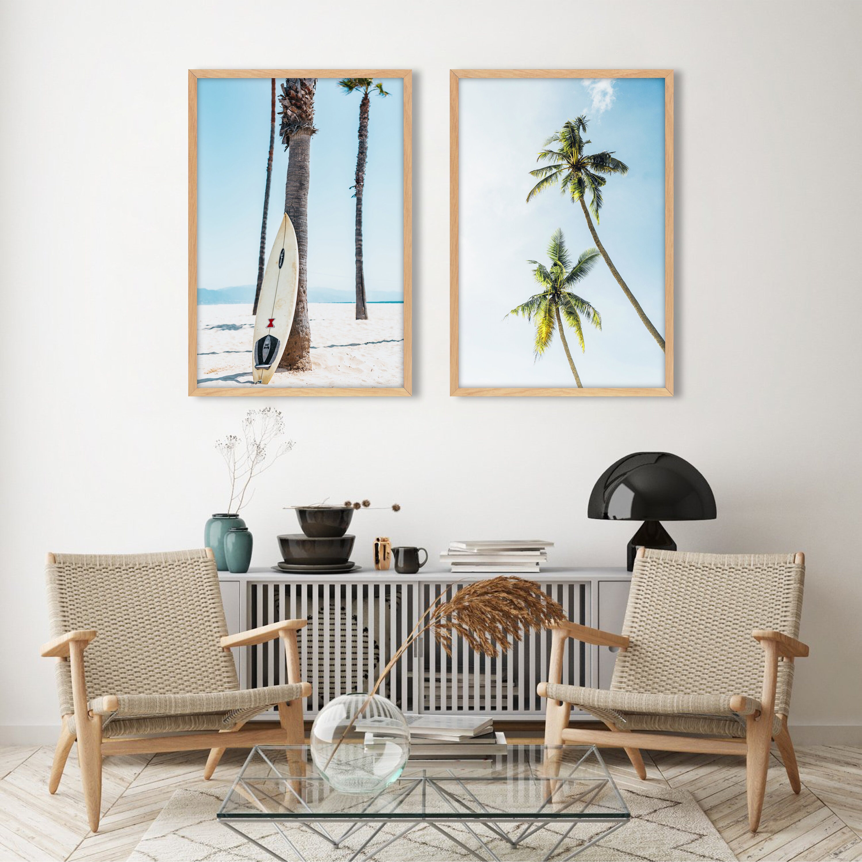 Surfboard Wall Art Set of 2 Prints Coastal Wall Decor Large Etsy