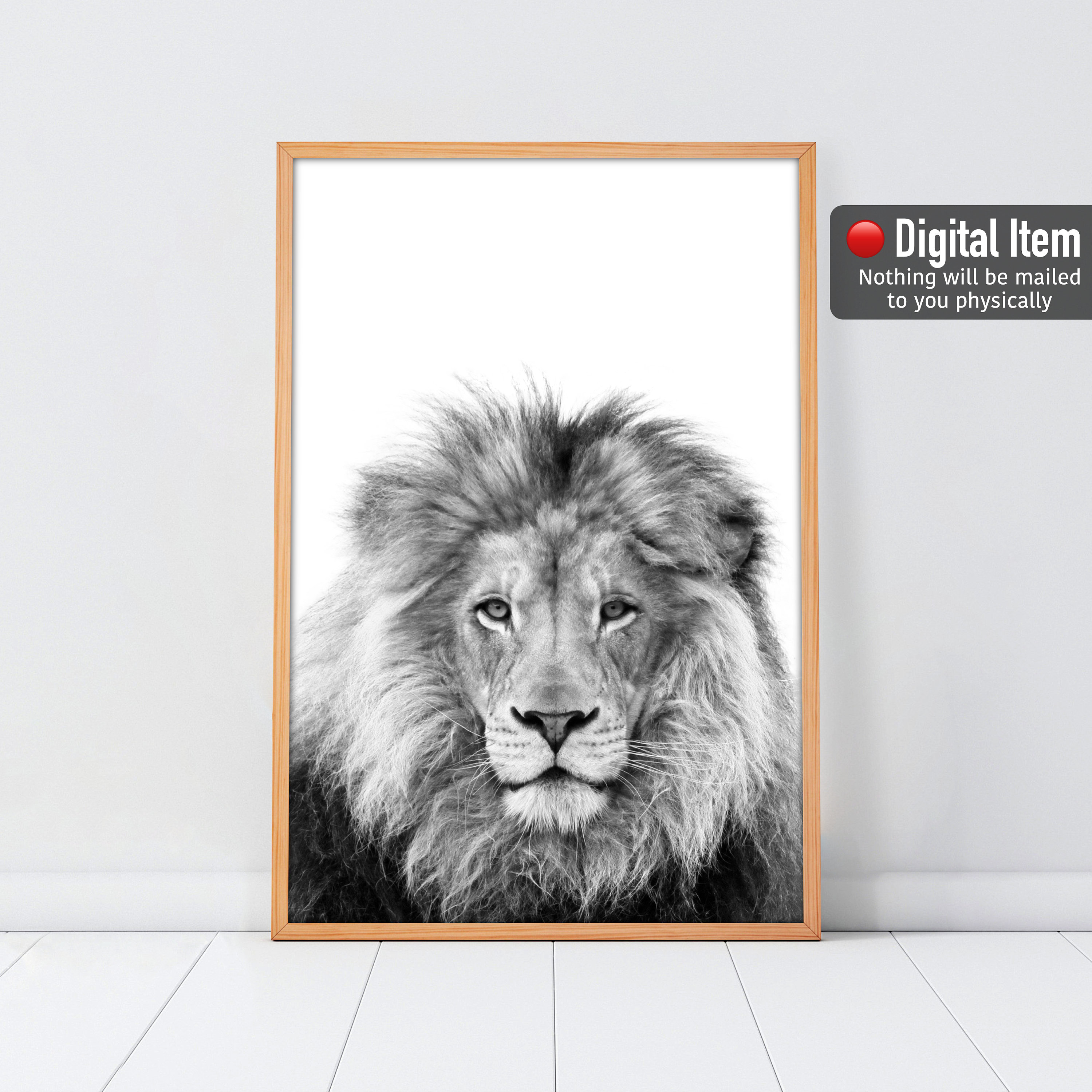 Lion Print Black and White Lion Poster Lion Safari Wall Art Etsy