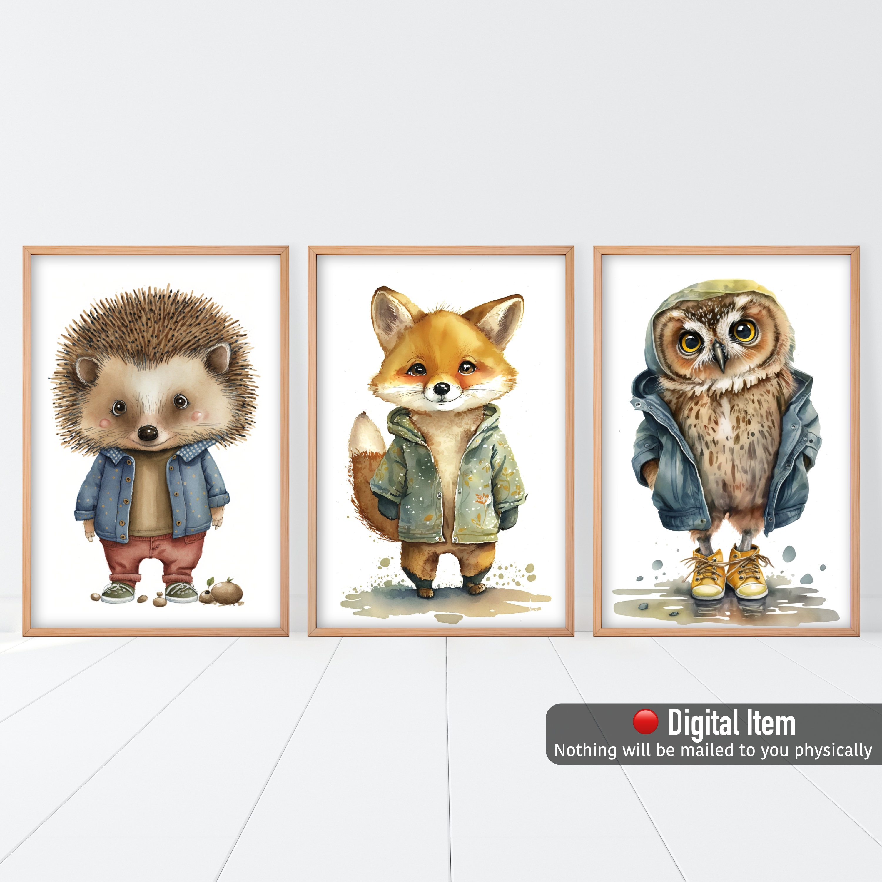 Cute Animals Wall Art Set 12 Nursery Prints Bundle Etsy