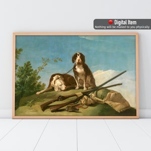 Vintage Jagdhunde Ölgemälde Kunstdruck (Digital Download)