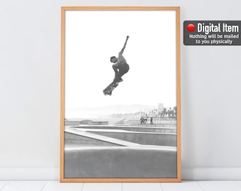 Venice Beach Skatepark Print: Black and White Skateboard Art (Digital Download)