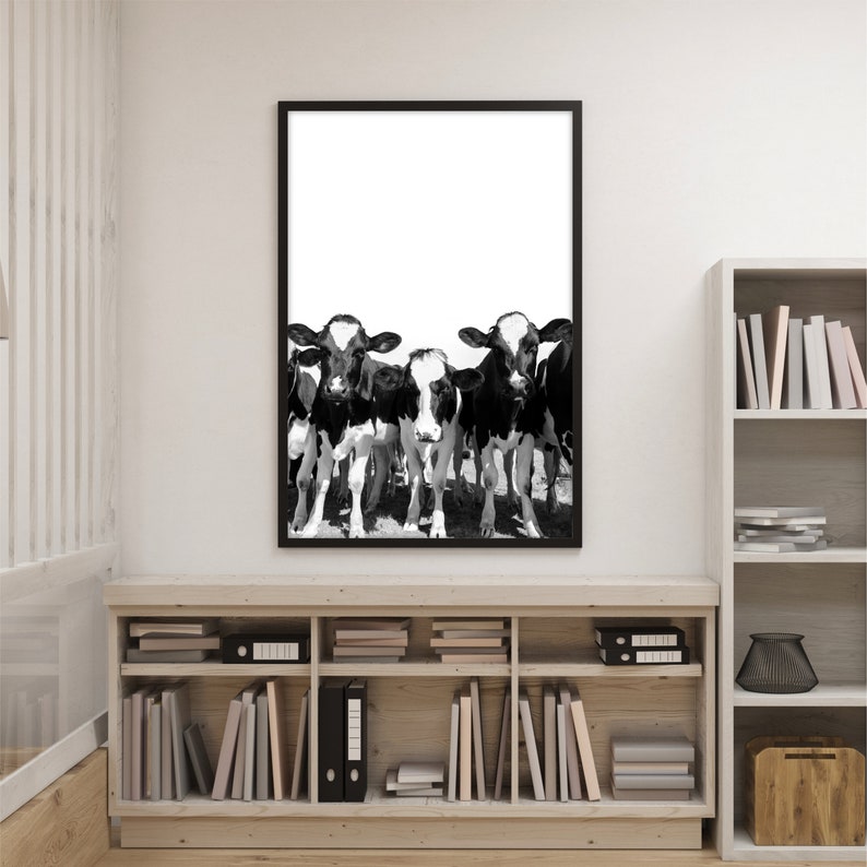 Cow Print Black and White Farmhouse Wall Decor Cows Farm Etsy