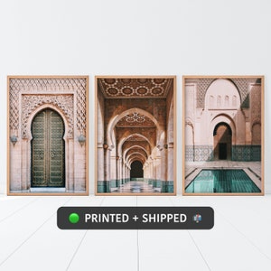 Moroccan Decor, Boho Wall Art MAILED, Set Of 3 Prints, PRINTED Marrakech Wall Art, Moroccan Door Print, Blush Pink Wall Art, Moroccan Art