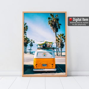 Gelber Van Print Wandposter - Palmen Wand Kunst Poster - Haus Wand Palme Dekor Stück - Raum Wand Kunst Dekorative Poster - Geschenk Ideen