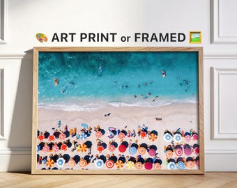 Coastal Wall Art, Framed Beach Print, Golden Sand Photography, Large Beach Poster, Summer Ocean Decor, Bright Coast Art, Sunny Sea Print.