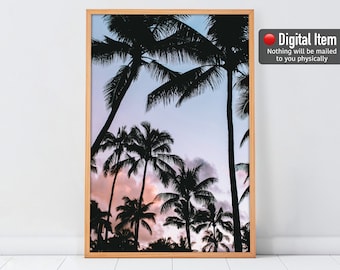 California Palm Trees Sunset Print: Los Angeles Wall Art (Digital Download)