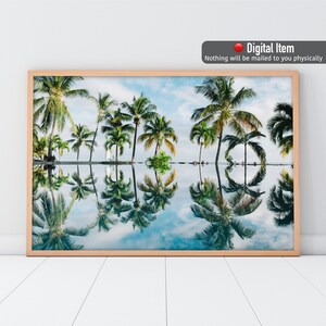 Mirror Palm Trees View, Printable Wall Art, Tropical Poster, Palm Trees Art Print. Digital Download.