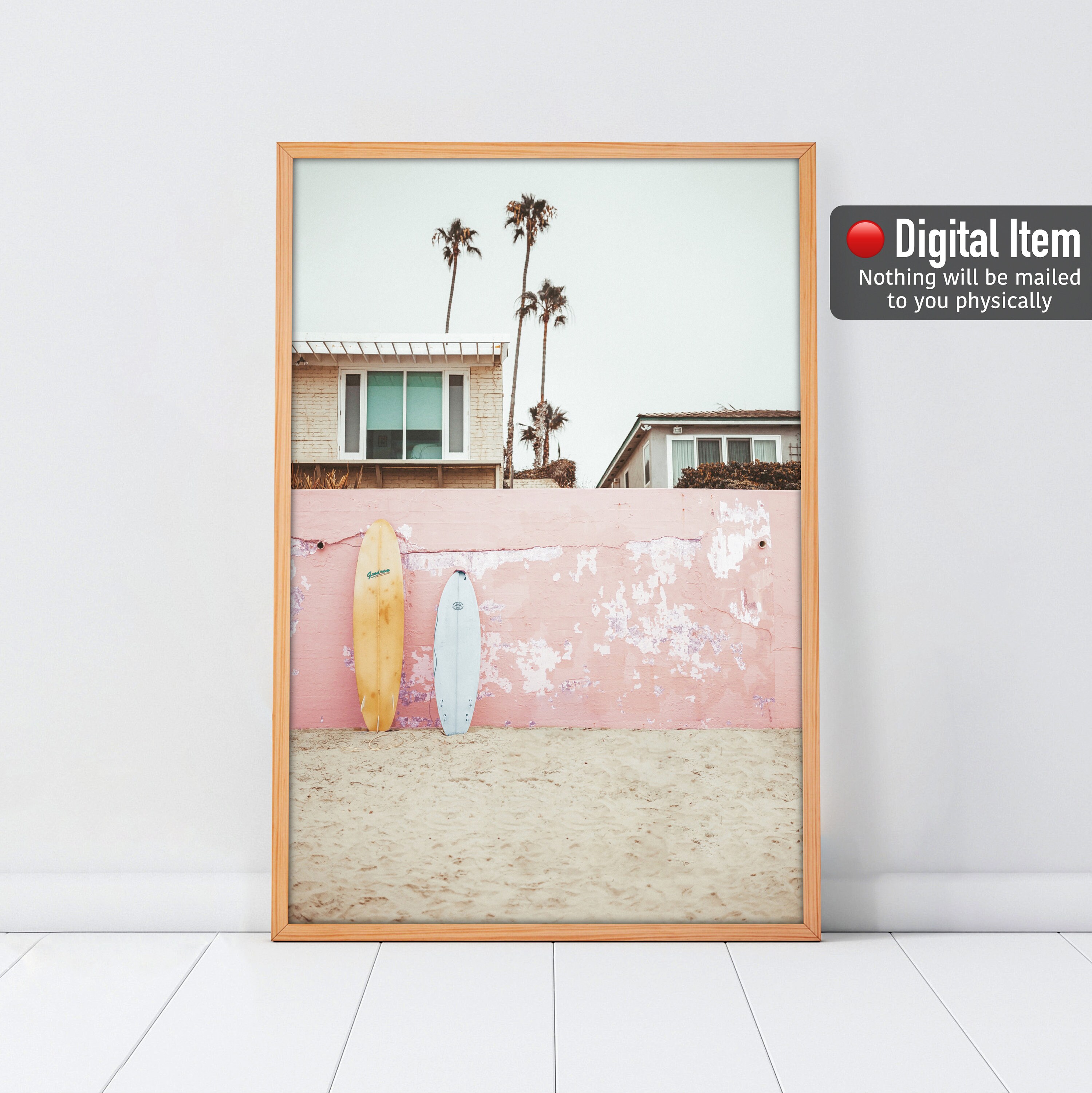 Surfboards Wall Art Pink Poster Surfboard Print Beach | Etsy