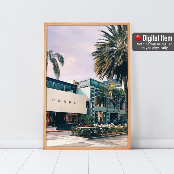 Fashion Print, Rodeo Drive Poster, Beverly Hills Poster, Fashion Wall Art, Digital Print, Chic Decor, Fashion Photography, Boutique Photo.