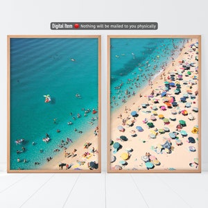 2er-Set Luft Strand Druck, Strand Druck Set von zwei, Luft Strand Menschen Poster, Sommer Wand Kunst Set, Ozean druckbare Set, Küsten Kunstdruck