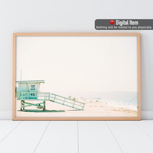 California Beach Print, Lifeguard Tower Wall Art, Venice Beach Wall Decor, Coastal Wall Art. Lifeguard Hut Digital Modern Art.