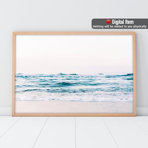 Ocean Waves Print, Sea Poster, Peaceful Wall Art, Minimalist Decor, Beach Wall Art, Digital Poster, Ocean Poster Print, Blue Waves Wall Art.