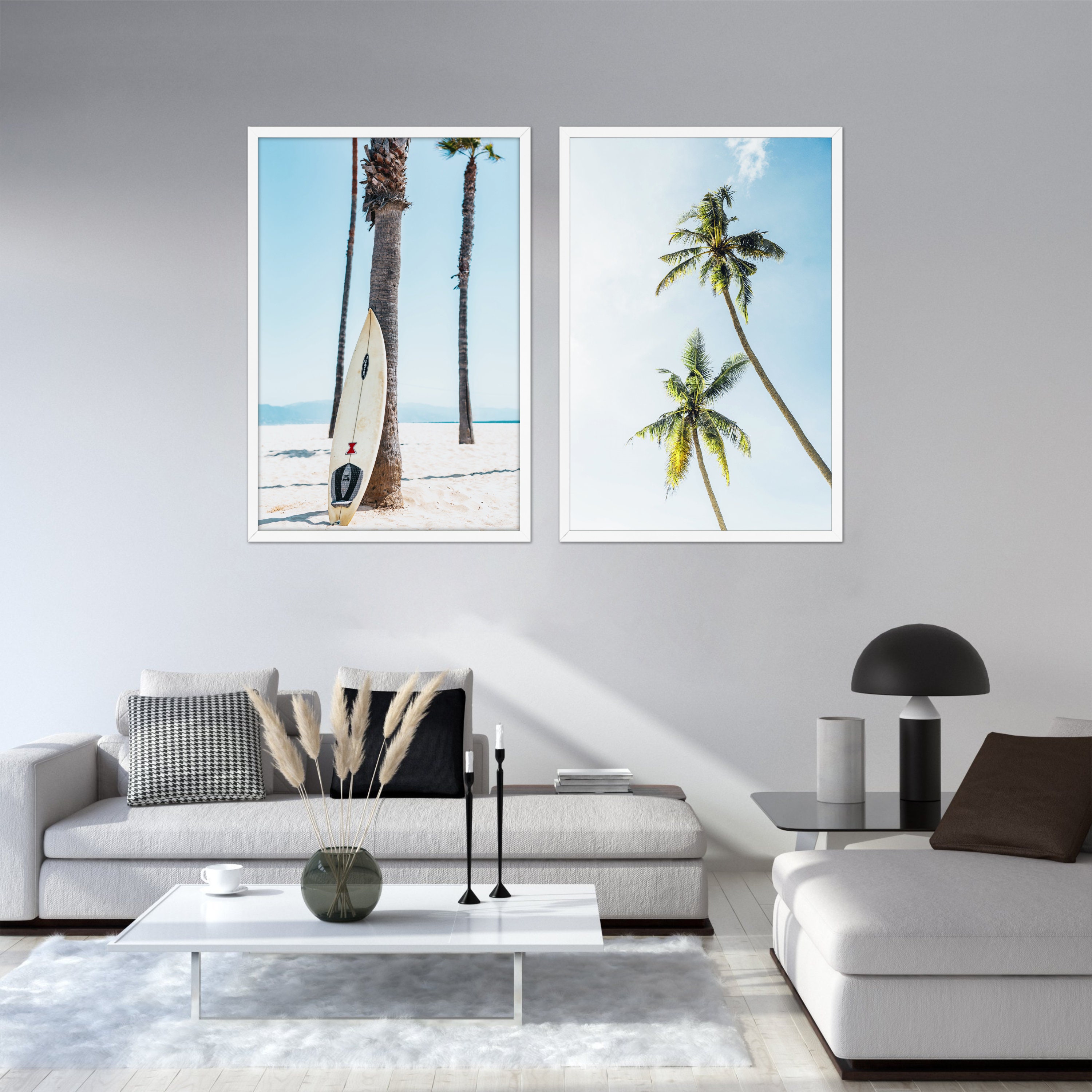 Surfboard Wall Art Set of 2 Prints Coastal Wall Decor Large Etsy