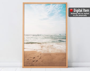 Peaceful Beach Print: Coastal Sand Waves Photography (Digital Download)