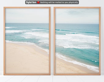 Coastal Beach Print Set: Neutral Ocean Wall Art (Digital Download)