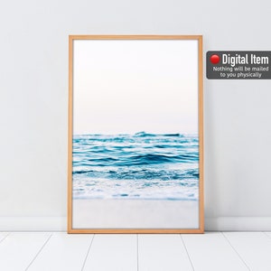 Ocean Waves Print, Peaceful Wall Art, Ocean Poster, Sea Poster Print, Digital Download, Minimalist Wall Art, Blue Waves Poster, Beach Photo