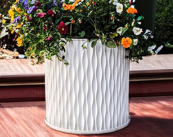 Planter Pot With Drainage, Snow White Mica Design for Small and Large Plants [Water Plate Included] Outdoor and Indoor use Plant Pot