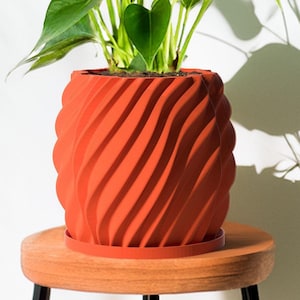 Planter Pot With Drainage, Orange Opal Design for Small and Large Plants [Water Plate Included] Outdoor and Indoor use Plant Pot