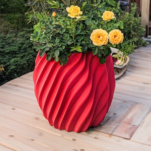 Planter Pot With Drainage, Lava Red Opal Design for Small and Large Plants Water Plate Included Outdoor and Indoor use Plant Pot image 1