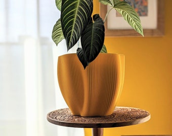 Planter Pot With Drainage, Lemon Yellow Coconut Design for Small and Large Plants [Water Plate Included] Outdoor and Indoor use Plant Pot