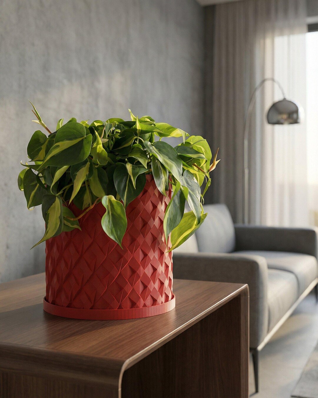Chisel Planter Lava Red Chisel Design Planter Pot With Drainage & Water Plate - Etsy