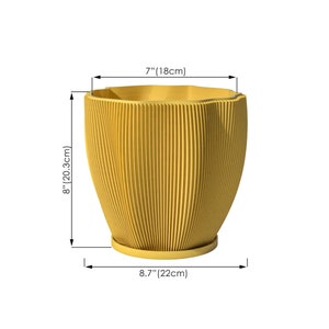 Planter Pot With Drainage, Lemon Yellow Coconut Design for Small and Large Plants Water Plate Included Outdoor and Indoor use Plant Pot image 4