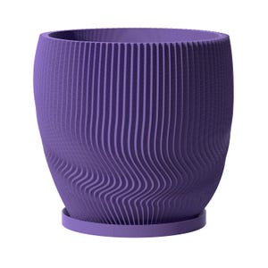 Planter Pot With Drainage, Lavender Risa Design for Small and Large Plants [Water Plate Included] Outdoor and Indoor use Plant Pot