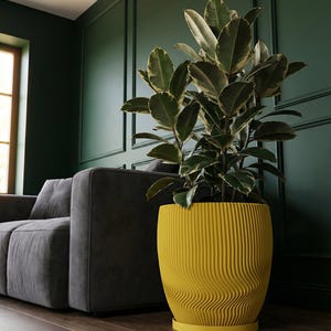 Lemon Yellow Risa Design Planter Pot with Drainage & Water Plate