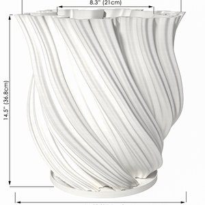 Planter Pot With Drainage, Snow White Fractal Design for Small and Large Plants Water Plate Included Outdoor and Indoor use Plant Pot XXL [14.5" Height]