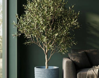 BlueSteel Vine Design Planter Pot with Drainage & Water Plate