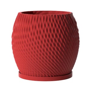 Planter Pot With Drainage, Lava Red Ripple Design for Small and Large Plants [Water Plate Included] Outdoor and Indoor use Plant Pot