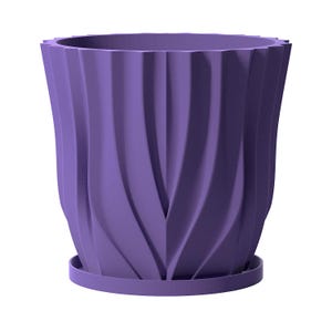 Planter Pot With Drainage, Lavender Zephyr Design for Small and Large Plants [Water Plate Included] Outdoor and Indoor use Plant Pot