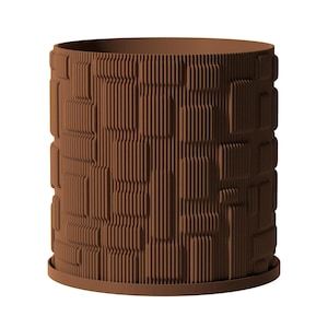 Planter Pot With Drainage, Lavender GridLock Design for Small and Large Plants [Water Plate Included] Outdoor and Indoor use Plant Pot