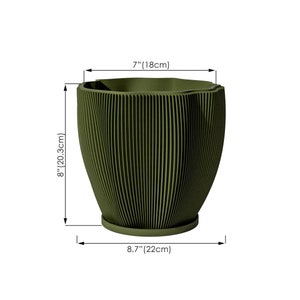 Planter Pot With Drainage, Avocado Green Coconut Design for Small and Large Plants Water Plate Included Outdoor and Indoor use Plant Pot L [8" Height]