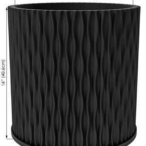 Planter Pot With Drainage, Charcoal Black Mica Design for Small and Large Plants Water Plate Included Outdoor and Indoor use Plant Pot XXL+ [16" Height]