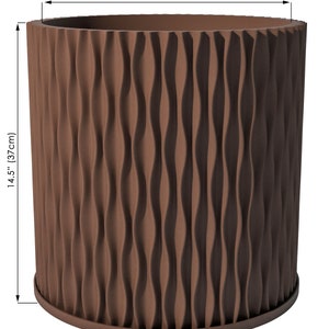 Planter Pot With Drainage, Nut Brown Mica Design for Small and Large Plants Water Plate Included Outdoor and Indoor use Plant Pot XXL [14.5" Height]