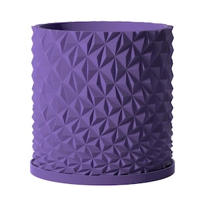 Planter Pot With Drainage, Lavender Knurl Design for Small and Large Plants [Water Plate Included] Outdoor and Indoor use Plant Pot