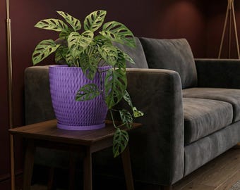 Lavender Vine Design Planter Pot with Drainage & Water Plate