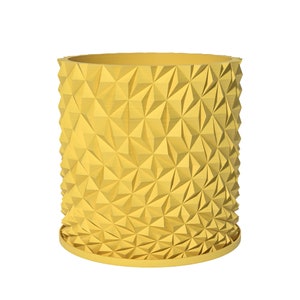 Planter Pot With Drainage, Lemon Yellow Knurl Design for Small and Large Plants [Water Plate Included] Outdoor and Indoor use Plant Pot