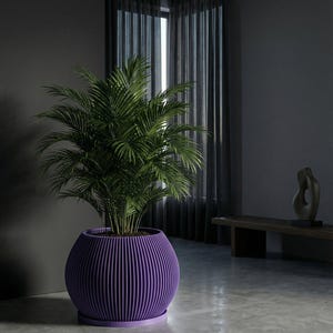 Lavender Melon Design Planter Pot with Drainage & Water Plate