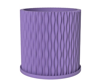 Planter Pot With Drainage, Lavender Mica Design for Small and Large Plants [Water Plate Included] Outdoor and Indoor use Plant Pot