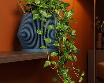 BlueSteel Echo Design Planter Pot with Drainage & Water Plate